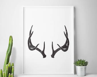 Rustic decor southwestern nursery decor deer antlers prints antlers decor woodland print nursery woodland decor hirschgeweih deer affiche