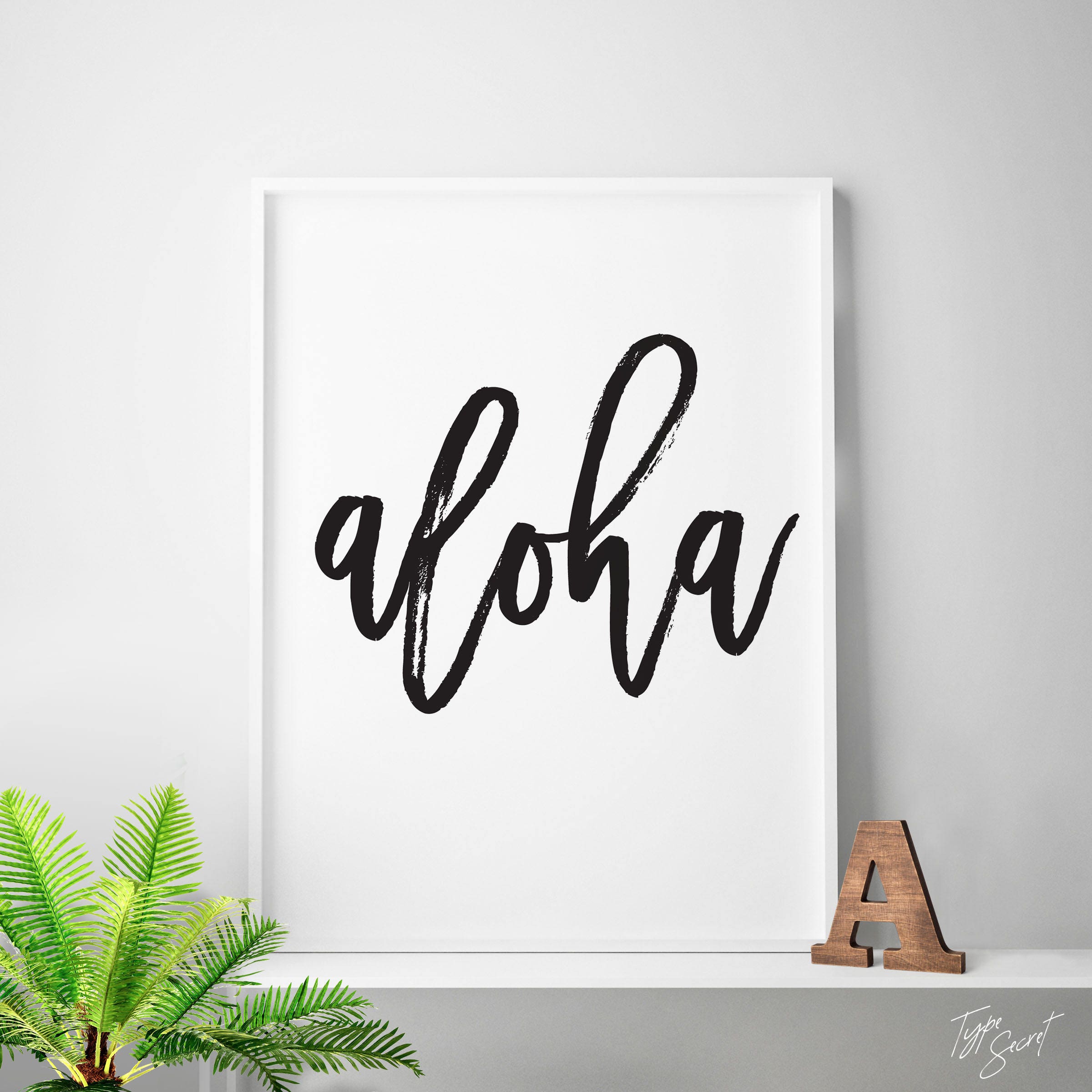 Black and White, ALOHA, Welcome Print, Aloha Sign, Hawaiian