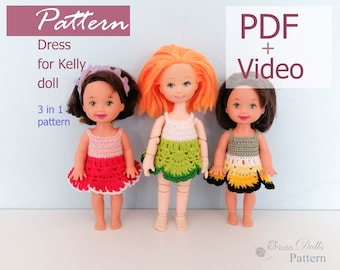 PATTERN: Dress for Kelly doll - crochet pattern in PDF