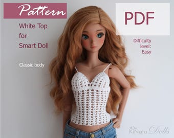 PATTERN: White Top for Smart Doll 60 cm - crochet pattern in PDF