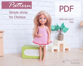 PATTERN: Simple Dress for Chelsea Doll Crochet Pattern in PDF