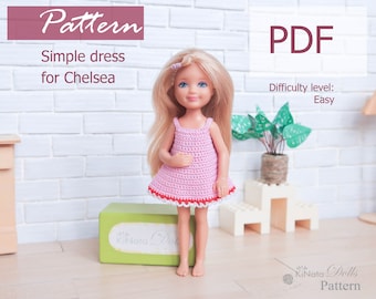 PATTERN: Simple dress for Chelsea doll - crochet pattern in PDF