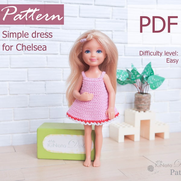 PATTERN: Simple dress for Chelsea doll - crochet pattern in PDF