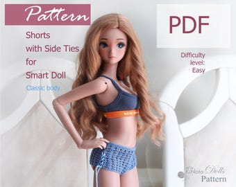 PATTERN: Mesh Shorts with Side Ties for Smart Doll 60 cm - crochet pattern in PDF