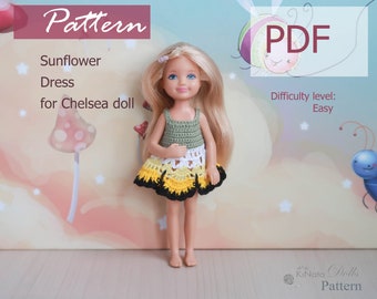 PATTERN: Sunflower Dress for Chelsea doll - Crochet Pattern in PDF