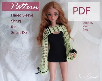 PATTERN: Flared Sleeve Shrug for Smart Doll - crochet pattern in PDF
