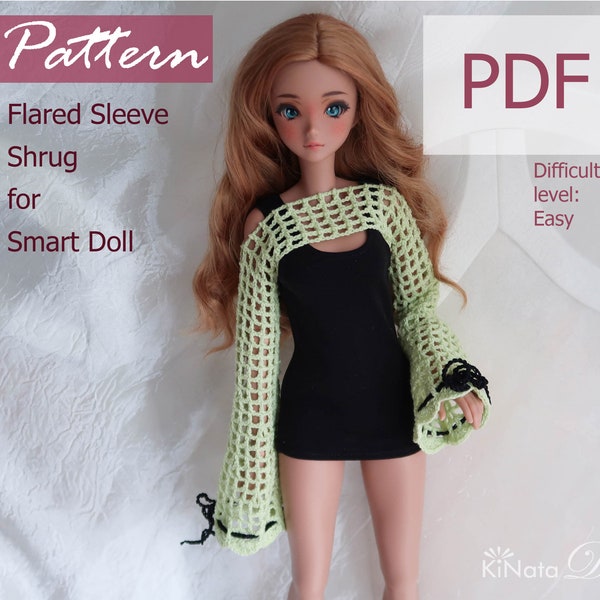 PATTERN: Flared Sleeve Shrug for Smart Doll - crochet pattern in PDF