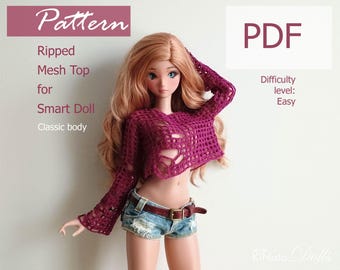 PATTERN: Ripped Mesh Top for Smart Doll 60 cm - crochet pattern in PDF