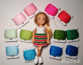 Set 12 Colors Kokonki Single Classic, Soft Yarn size 30, Thread for crochet and embroidery clothes for dolls