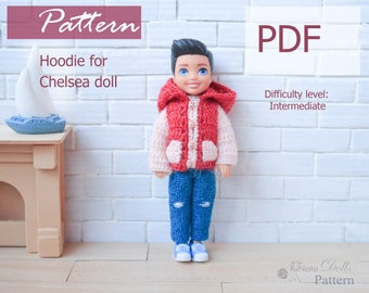 PATTERN: Hoodie for Chelsea doll - crochet pattern in PDF