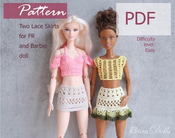 PATTERN: Two Lace Skirts for Barb Doll - crochet pattern in PDF