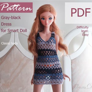 SCHEMA: Abito grigio-nero per bambola Smart Doll 60 cm - schema all'uncinetto in PDF