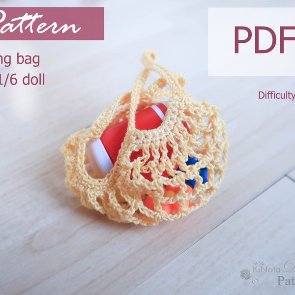 PATTERN: String bag for 1/6 doll - crochet pattern in PDF