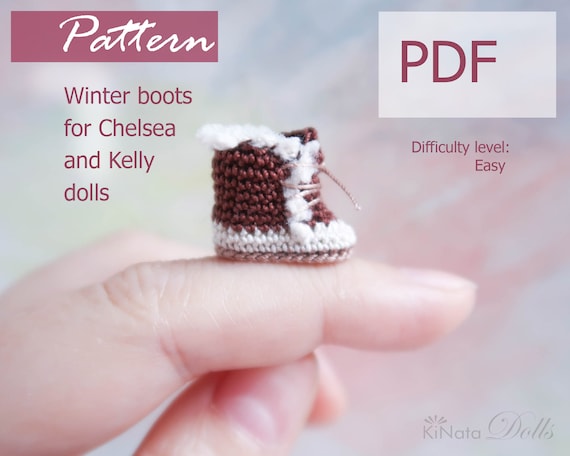 PATTERN: Winter shoes for Chelsea and Kelly dolls - crochet pattern in PDF