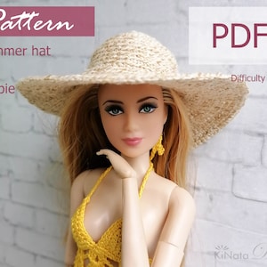PATTERN: Summer hat for Barb doll - crochet pattern in PDF