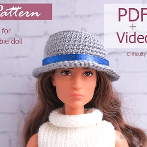 PATTERN: Hat for Barb and other 12" Fashion dolls - crochet pattern in PDF