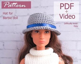 PATTERN: Hat for Barb and other 12" Fashion dolls - crochet pattern in PDF