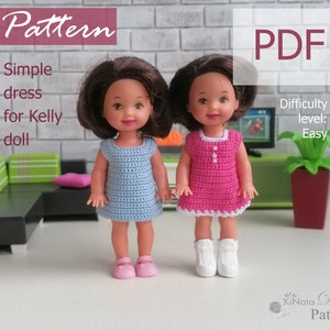 PATTERN: Simple dress for Kelly doll - crochet pattern in PDF
