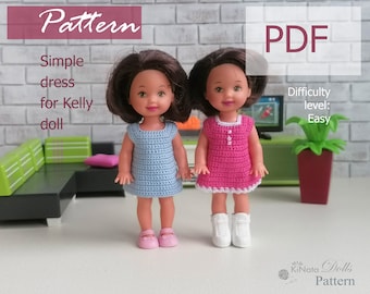 PATTERN: Simple dress for Kelly doll - crochet pattern in PDF