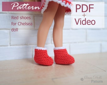 PATTERN: Red shoes for Chelsea doll - crochet pattern in PDF