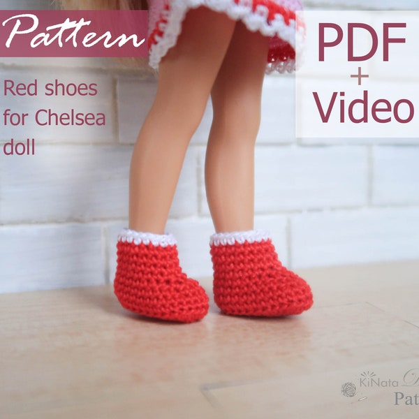 PATTERN: Red shoes for Chelsea doll - crochet pattern in PDF