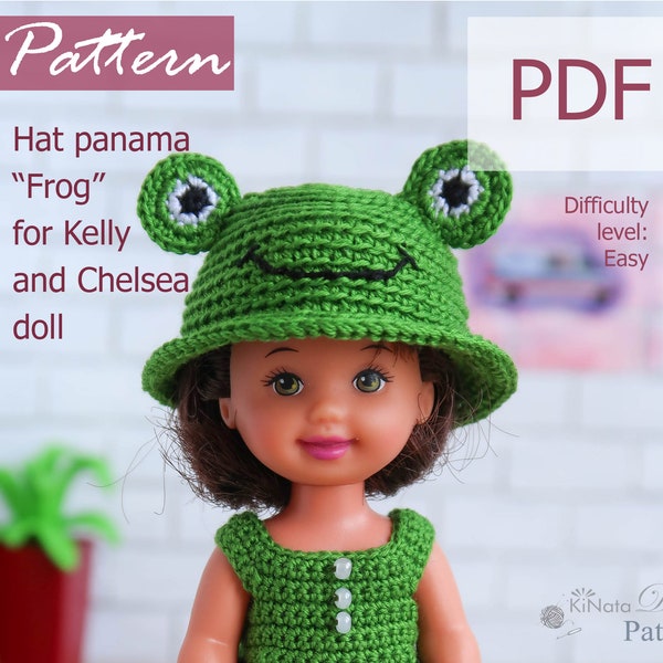 PATTERN: Hat panama Frog for Kelly and Chelsea doll - crochet pattern in PDF