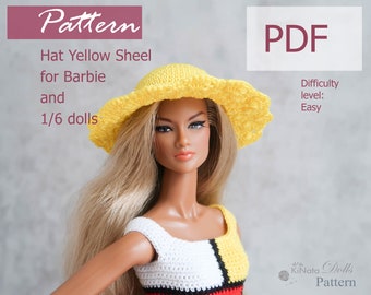 PATRÓN: Gorro Con Conchas para muñeca 1/6 y Barb - patrón de crochet en PDF