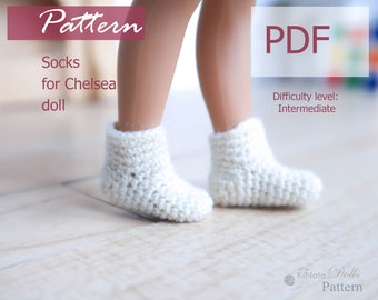 PATTERN: Socks for Chelsea and Kelly doll - crochet pattern in PDF