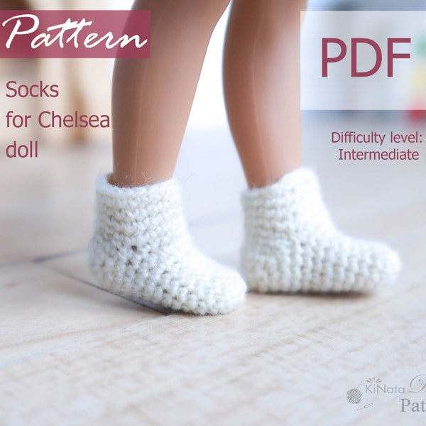 PATRÓN: Calcetines para muñecas Chelsea y Kelly - patrón de crochet en PDF