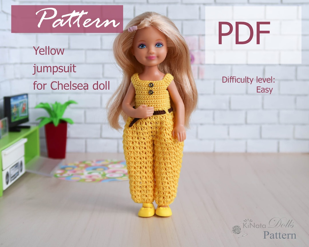 PATTERN: Yellow Jumpsuit for Chelsea Doll Crochet Pattern in PDF