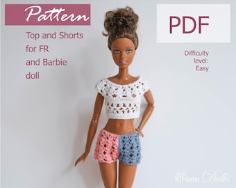 MODELLO: Top e pantaloncini per bambole FR e Barbi - schema all'uncinetto in PDF