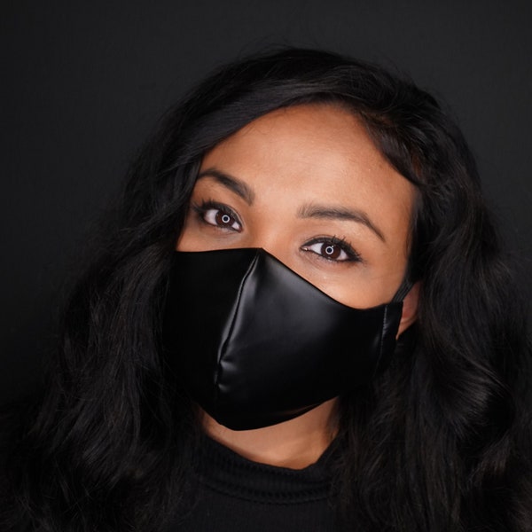 Faux Leather Face Mask with Adjustable Ear Straps! Adult and Child Sizes