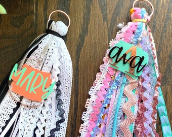 Tassel Keychain, Name Keychain, Bag Tassel, Bag Charm, Beach Bag Monogram, Custom Name, Backpack Tag