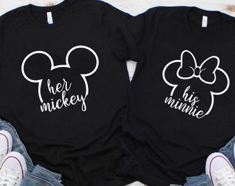 Su Minnie, su Mickey, camisas Disney, camisas pareja, regalo para él, regalo para ella, regalos de pareja, pareja Disney