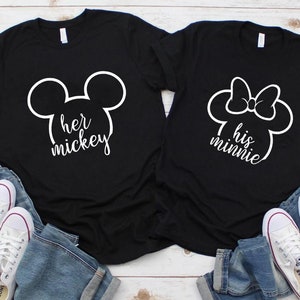 His Minnie, her Mickey, Disney shirts, couple shirts, gift for him, gift for her, couple gifts, Disney couple
