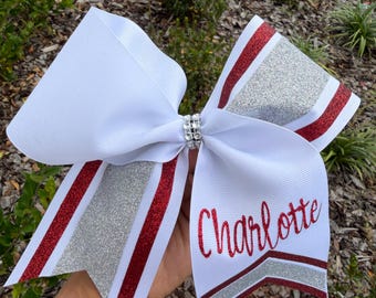 Fiocco da cheerleader personalizzato / Fiocco da softball personalizzato / Fiocco da cheerleader senior / Fiocco per capelli con glitter Team Spirit / Regalo da cheerleader con nome personalizzato