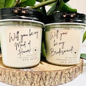 Will You Be My Bridesmaid Candle, Bridesmaid Proposal Gift, Bridesmaid Gift Ideas, Wedding Party Gift, Personalized Candle Label