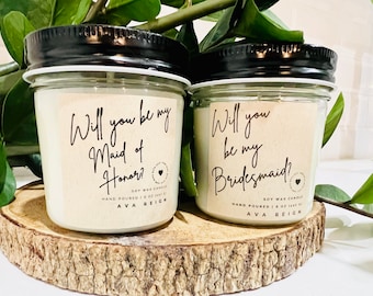 Will You Be My Bridesmaid Candle, Bridesmaid Proposal Gift, Bridesmaid Gift Ideas, Wedding Party Gift, Personalized Candle Label