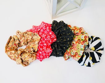 Christmas Holiday Hair Scrunchie with Ornament, Personalized Scrunchie, XXL Scrunchie, Personalized, Stocking Stuffers, Christmas Gifts