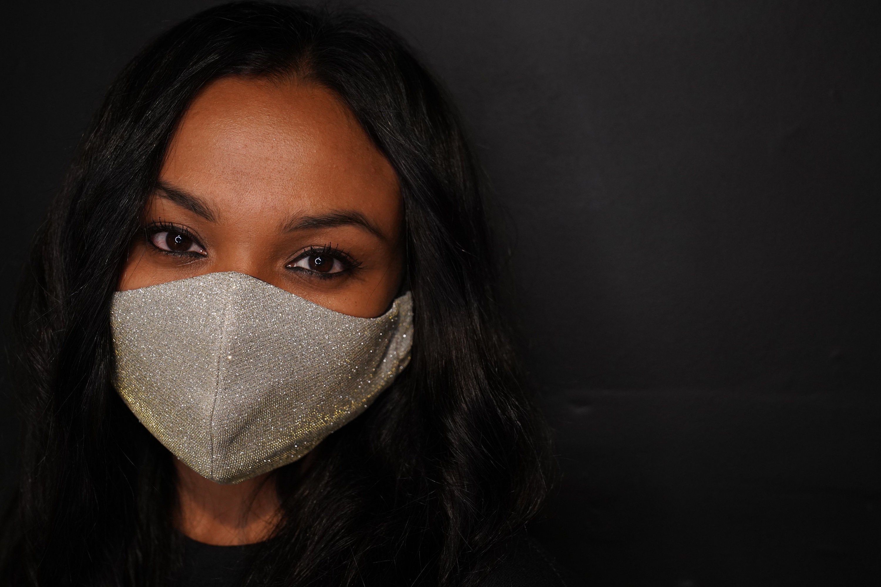 Silver Glitter Sparkle Face Mask Elegant Two Tone Silver and Etsy