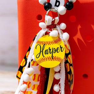 Softbal Bag Tag, Bag Tassel Personalized Softball Tag