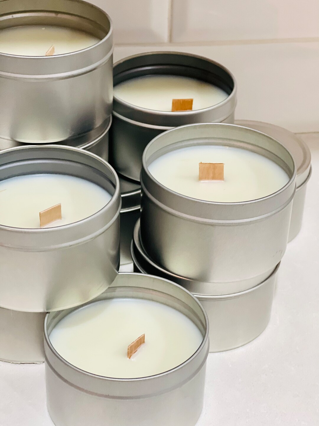 Wholesale Tin Candles, Gold, Matte Black, Silver, 8 Ounce Candles