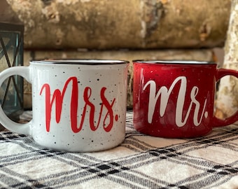 Mr and Mrs Campfire Mugs, Wedding Gift,Engagement Gift, Newlywed Gift, Valentine’s Day Mugs, Campfire Mugs,