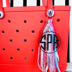 Bag Tassel with Clip Attachment, Bag Charm, Beach Bag Monogram, Custom Bag Monogram, Backpack Tag image 9