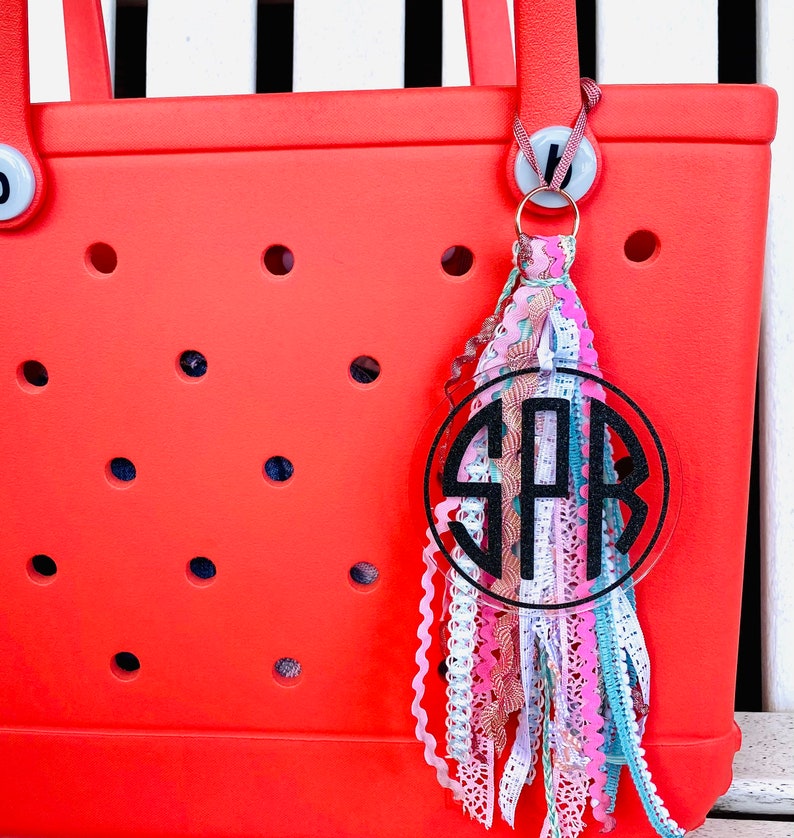 Bag Tassel with Clip Attachment, Bag Charm, Beach Bag Monogram, Custom Bag Monogram, Backpack Tag image 9