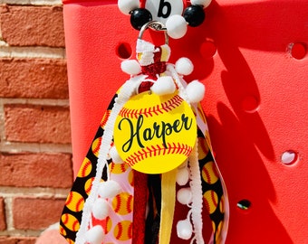 Softbal Bag Tag, Bag Tassel Personalized Softball Tag