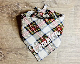 Personalized Dog Bandana, Plaid Dog Bandana, Custom Dog Bandana, Pet Bandana, Flannel Dog Bandana, Dog Scarf