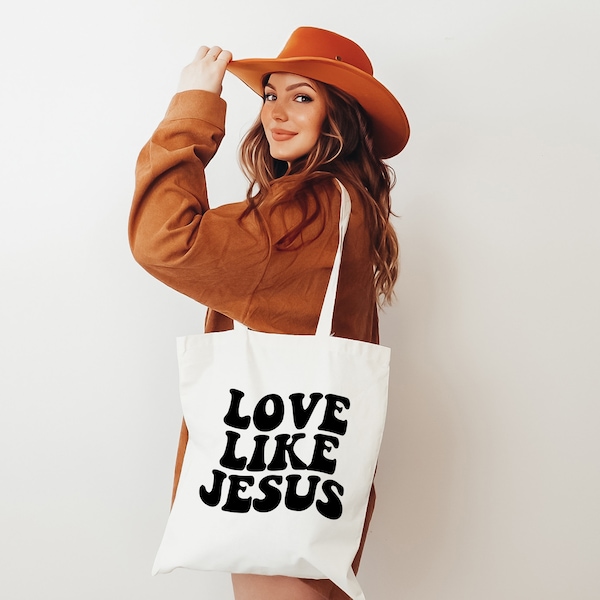 Love Like Jesus Tote Bag, Retro Tote Bags