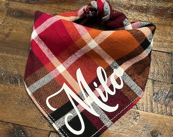Dog Bandana, Holiday Dog Bandana, High Quality Dog Bandana, Personalized Dog Bandana, Plaid Dog Bandana