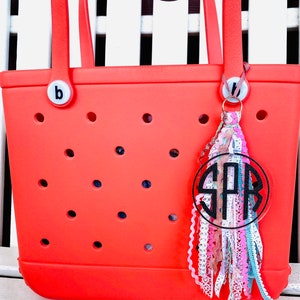 Bag Tassel with Clip Attachment, Bag Charm, Beach Bag Monogram, Custom Bag Monogram, Backpack Tag image 4